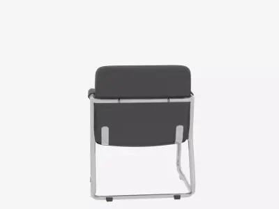 Luxury Ergonomic Bank Lobby Chair 3D Black Leather and Chrome 3D model