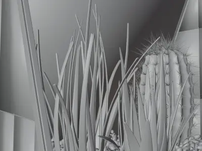 Cactus in a glass vase HG2 3D model