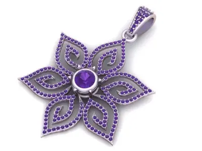 Floral Diamond Star Pendant  3D Printable Jewelry Model  3D print model