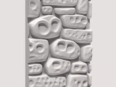 Dry Stacked Irregular Stone Wall 3D model