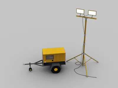 Light Tower and Generator Low-poly 3D model