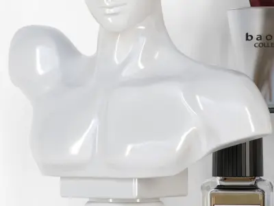 Collection of cosmetics and accessories for bathroom  3D model