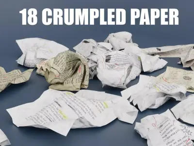 18 Low-poly Crumpled paper Pack  3D model Low-poly 3D model