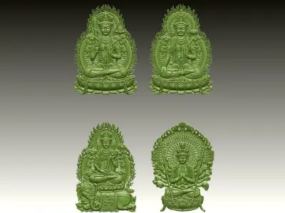 Bas-relief of Eight Buddhas 3D print model