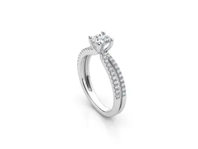 ZDR046 diamond engagement ring gold 3D print model