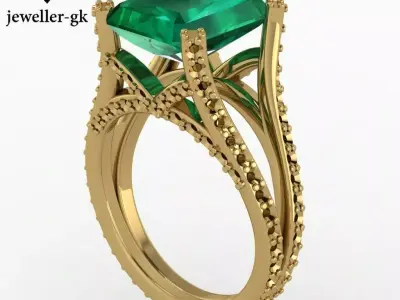 Emerald ring 3D print model