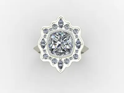 Ring with Diamonds and Curvy Design 3D print model