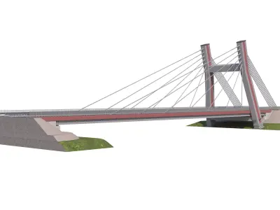 Bridge span with a suspension structure  3D model