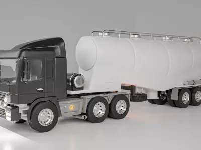 Dry bulk tanker trailer truck  Low-poly 3D model