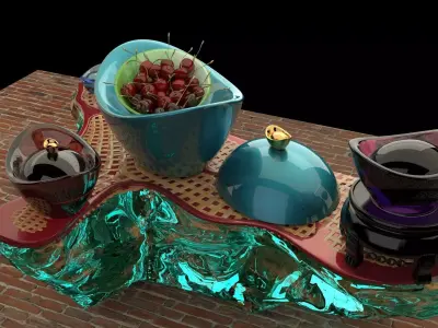  Chinese gold Ingot and cheery   3D model