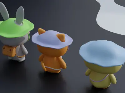 Cute Animals Low-poly 3D model purchase