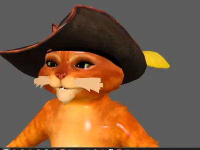 puss lowpoly model pirate cat Low-poly 3D model