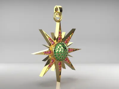 Luxury Pendant with Green tsavorite and Yellow Sapphire  3D print model