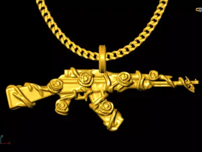Gun pistol pendant charms - one inch pendant 3D print model 3D print model