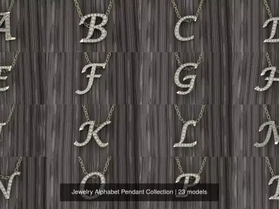 Jewelry Alphabet Pendant Collection 3D Model Pack