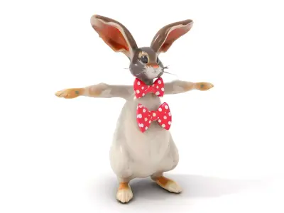 Polka Dot Bowtie Bunny model pack Low-poly 3D model