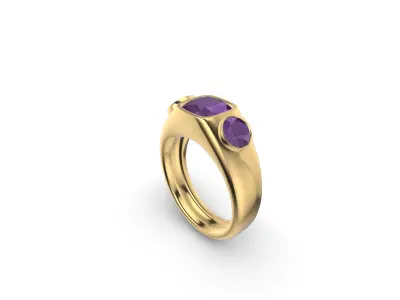 Cushion Cut Bezel Signet Ring 3D print model