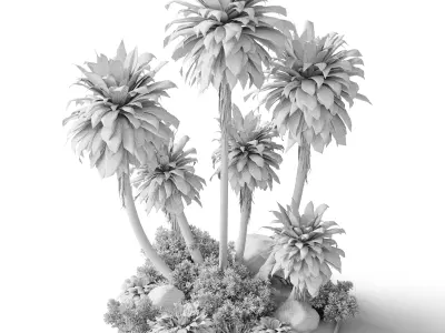 Outdoor Garden Set Bush and Tree Garden Set 3D model