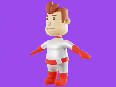 Cartoon Hero Character Free 3D model