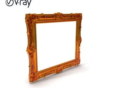 Baroque Gold Ornate Frame D Model Pack Low-poly 3D model