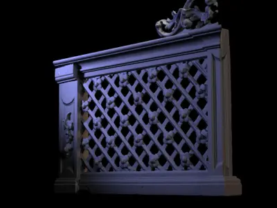 Furniture 021 wooden railing 3D print model