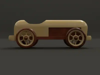 Wooden sport toy car 3D model