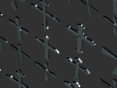 Cross Christianity Symbols Shiny Iron  Low-poly 3D model