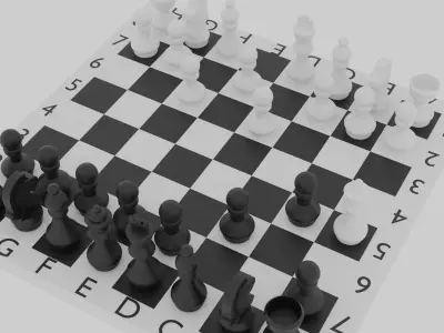 Chess board with pieces Free 3D model