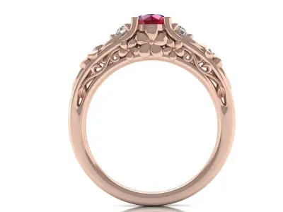 Flower ring 3D print model