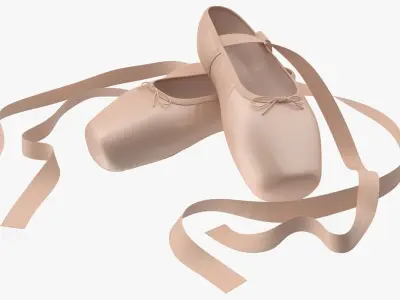 Ballet Shoes - Crossed Low-poly 3D model