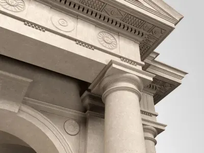 Arched portico in Doric Denticulated column order gazebo 3D model