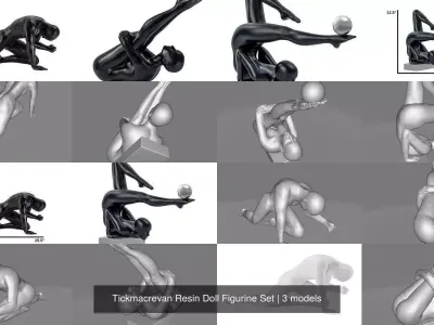 Tickmacrevan Resin Doll Figurine Set 3D Model Collection