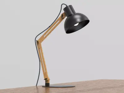 Adjustable wooden desk lamp 3D model