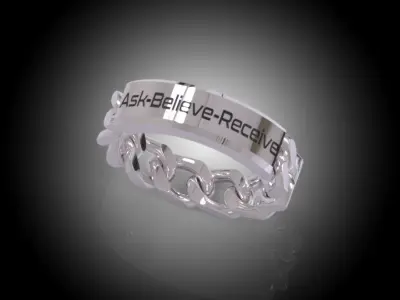 Law of Attraction Cuban Chain Ring - Ask - Believe - Receive 3D print model