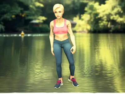 Athletic Woman Fitness model pack Low-poly 3D model