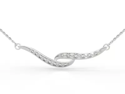 Wave Diamond Pendant Necklace 3D print model