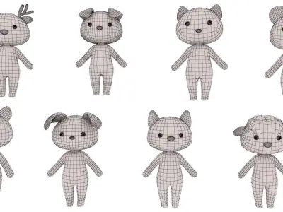 Little Animal Pack Rigged  Low-poly 3D model