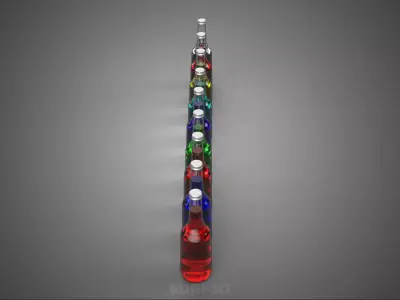 RAINBOW FRUIT ESSENCE FLAVOR SPARKLING SODA DRINK LIQUID BOTTLES 3D model