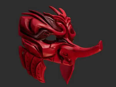 Tengu Half Face Oni Mask 16 Masquerade 3D print model