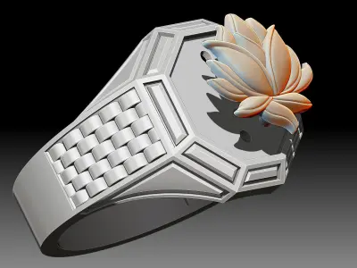 Lotus man ring Sculpture jewelry Gold  3D print model