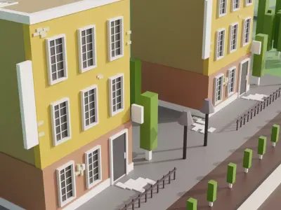 low poly simple cartoon game building Free 3D model