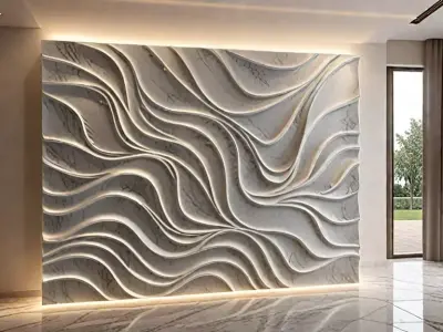 3D Wall Panel mural decor set relief stl 02 3D model