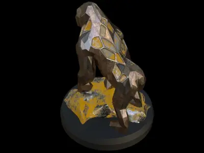 Steampunk Gorilla Rock Low-poly 3D model