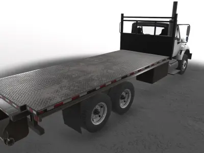 Flatbed Truck International 7400 Low-poly 3D model