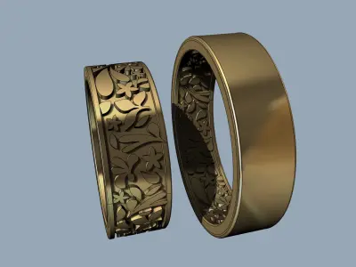 Floral Wedding Bands - Argollas matrimonio  3D print model