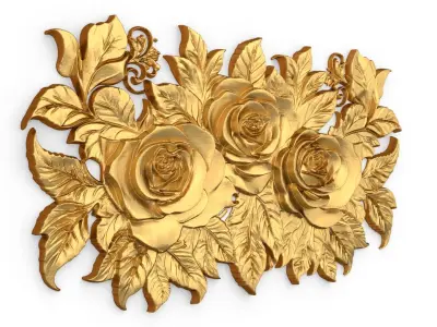 mural classic flowers decor ornament 02 3D model
