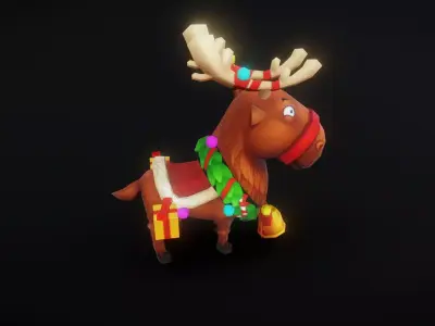 Redeer complete animation Low-poly 3D model