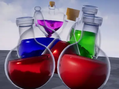 Customizable Variety Potion Pack Low-poly 3D model