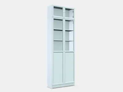 BILLY Bookcase w hght ext ut-pnl-glss drs 3D model