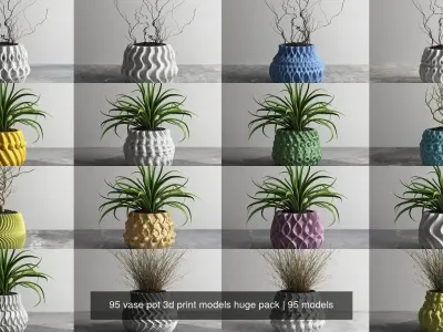 95 vase pot 3d print models huge pack 3D Model Collection